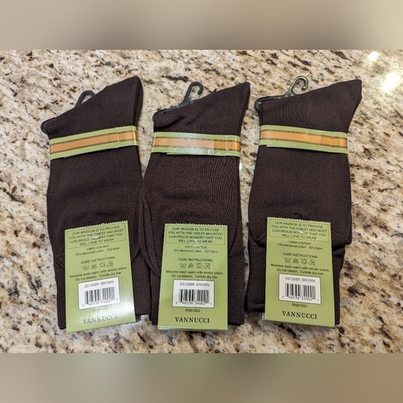 NWT Vannucci Couture Brown Imperial Cotton Dress socks 3 pairs -shoe size 4-8 - Picture 7 of 11